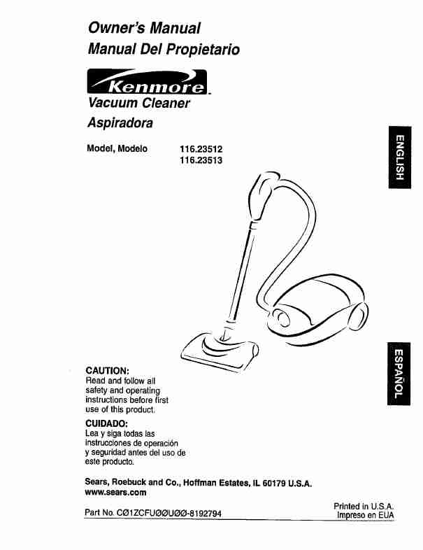Kenmore Vacuum Cleaner 116_23512-page_pdf